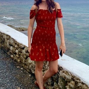 Stretchy red summer dress